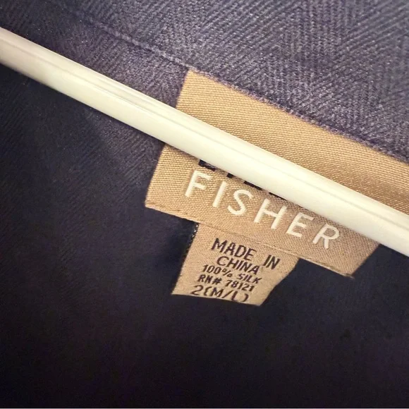 Eileen Fisher Navy Blue Button-Up Top M/L 100% silk - Picture 4 of 4